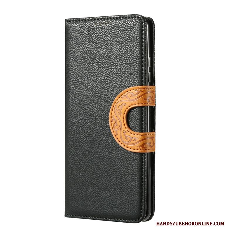 Samsung Galaxy Note 10 Hoesje Ster Vintage Ondersteuning Leren Etui Mobiele Telefoon Zwart Chinese Stijl