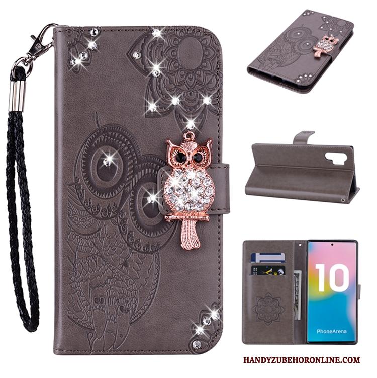 Samsung Galaxy Note 10+ Leren Etui Hoesje Telefoon Ster Goud