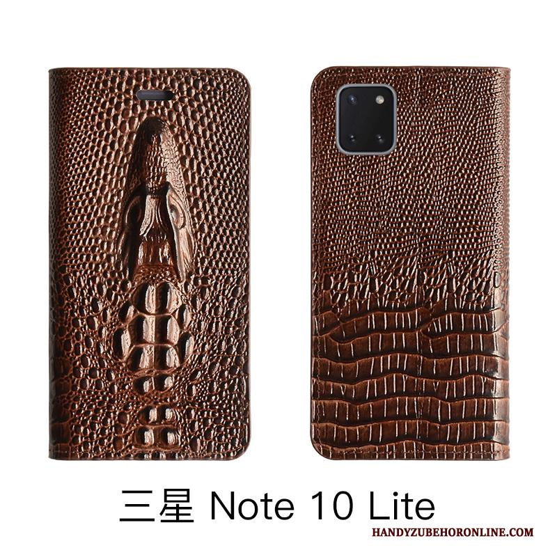 Samsung Galaxy Note 10 Lite All Inclusive Hoesje Telefoon Geel Echt Leer High End Koe Ster