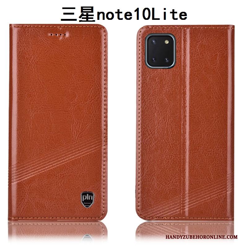 Samsung Galaxy Note 10 Lite Hoesje All Inclusive Folio Anti-fall Hoes Ster Rood Leren Etui