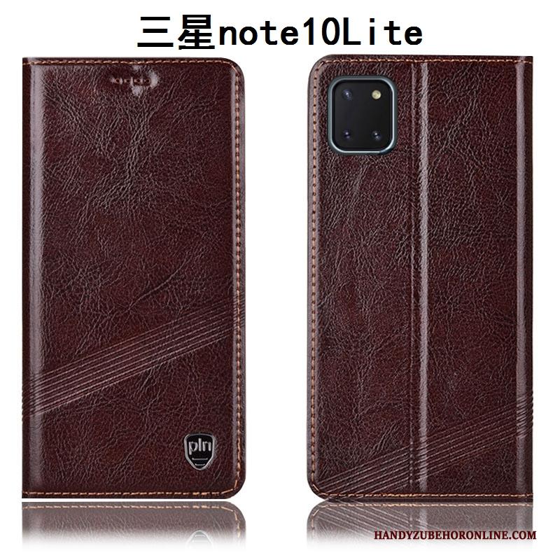 Samsung Galaxy Note 10 Lite Hoesje All Inclusive Folio Anti-fall Hoes Ster Rood Leren Etui