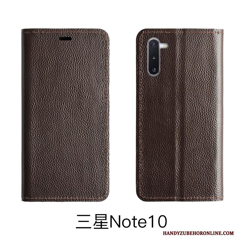 Samsung Galaxy Note 10 Lite Hoesje Folio Echt Leer Leren Etui Hoes Koe Patroon Rood