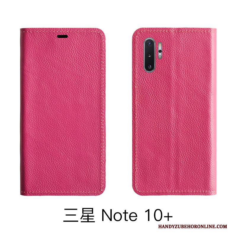 Samsung Galaxy Note 10 Lite Hoesje Folio Echt Leer Leren Etui Hoes Koe Patroon Rood