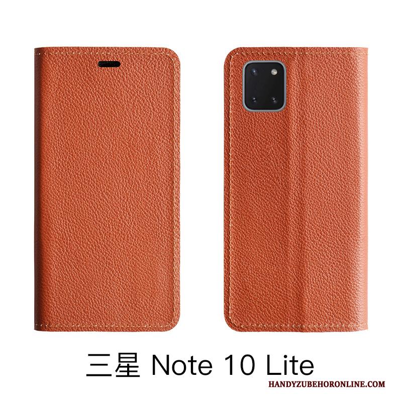 Samsung Galaxy Note 10 Lite Hoesje Folio Echt Leer Leren Etui Hoes Koe Patroon Rood