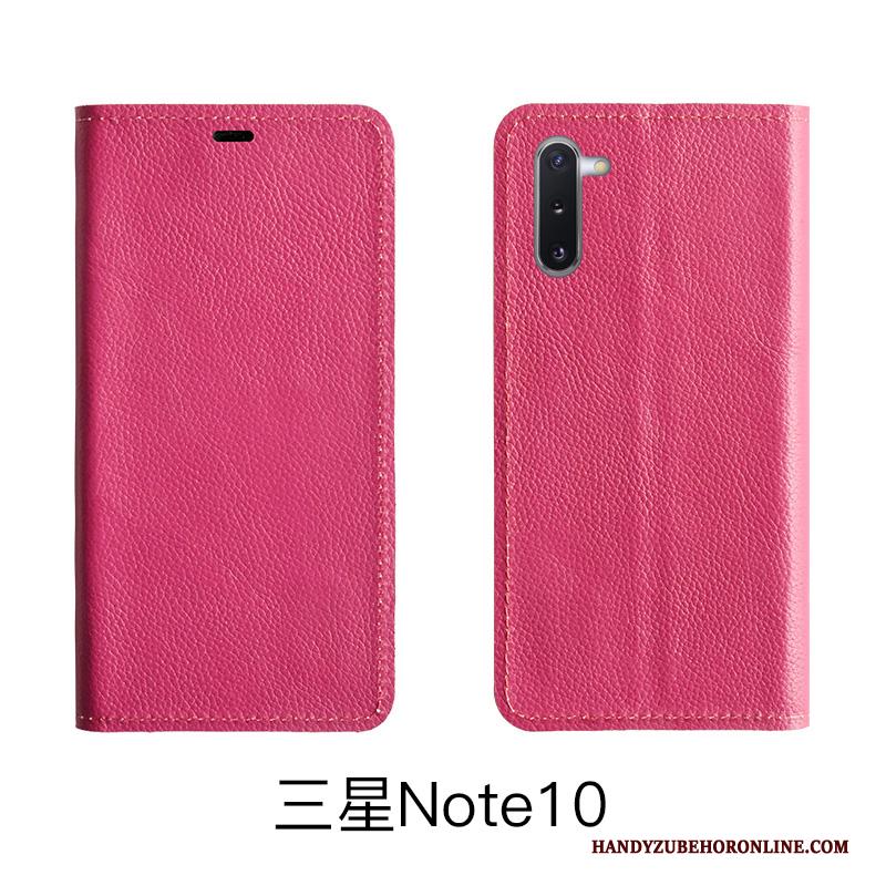 Samsung Galaxy Note 10 Lite Hoesje Folio Echt Leer Leren Etui Hoes Koe Patroon Rood