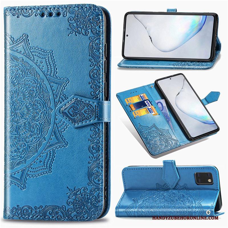 Samsung Galaxy Note 10 Lite Reliëf Hoesje Telefoon Ster Effen Kleur Bescherming Folio Leren Etui