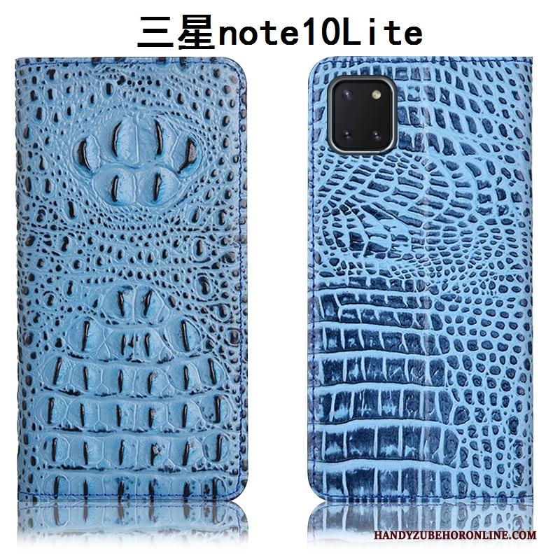 Samsung Galaxy Note 10 Lite Zwart Anti-fall Krokodil Hoesje Telefoon Patroon Ster Folio