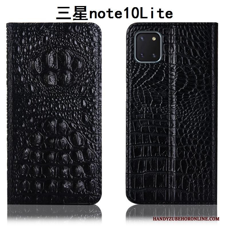 Samsung Galaxy Note 10 Lite Zwart Anti-fall Krokodil Hoesje Telefoon Patroon Ster Folio