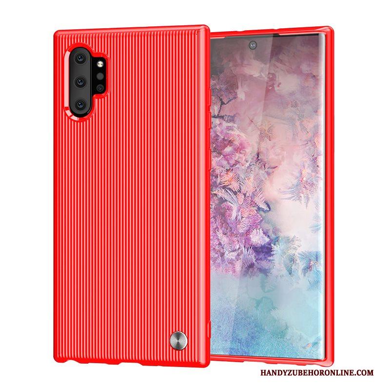 Samsung Galaxy Note 10+ Rood Hoes Streep Siliconen Ster Hoesje Telefoon Zacht