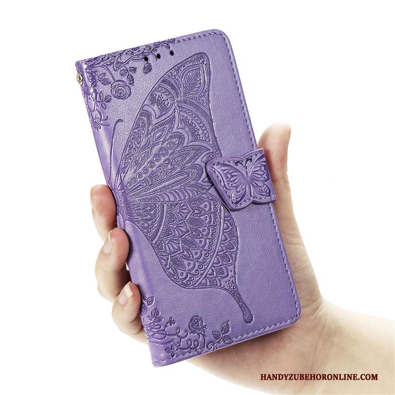 Samsung Galaxy Note 10+ Zacht Bloemen Leren Etui Bescherming Anti-fall Hoesje Telefoon Blauw