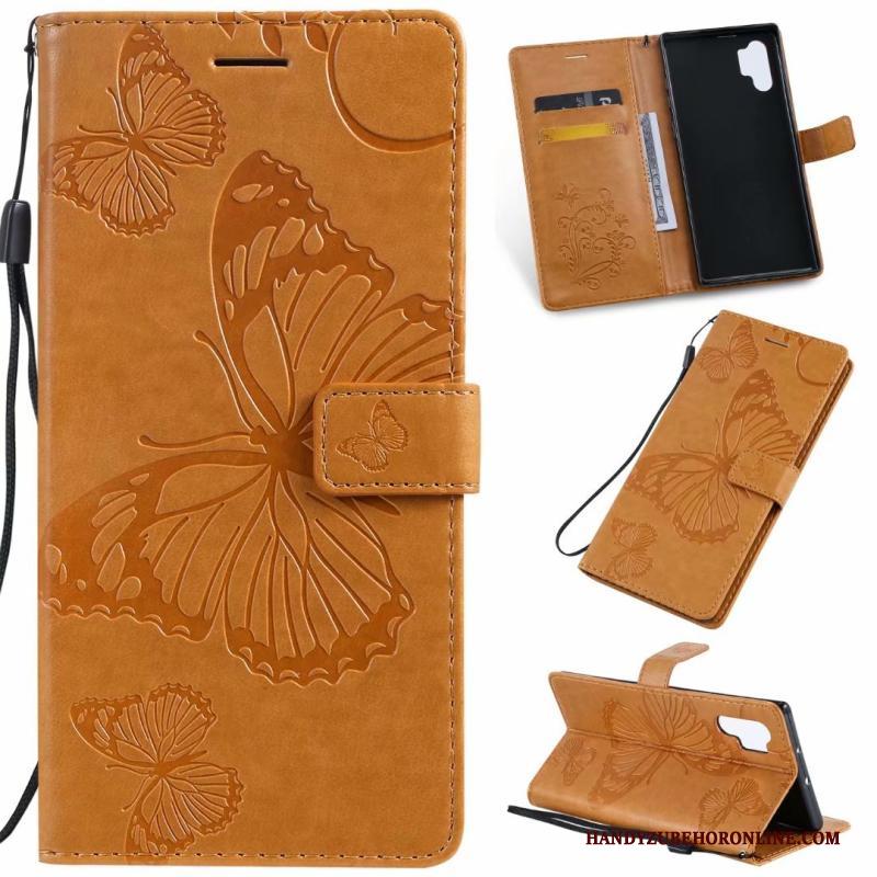 Samsung Galaxy Note 10+ Zacht Kaart Oranje Leren Etui Hoesje Telefoon Ster