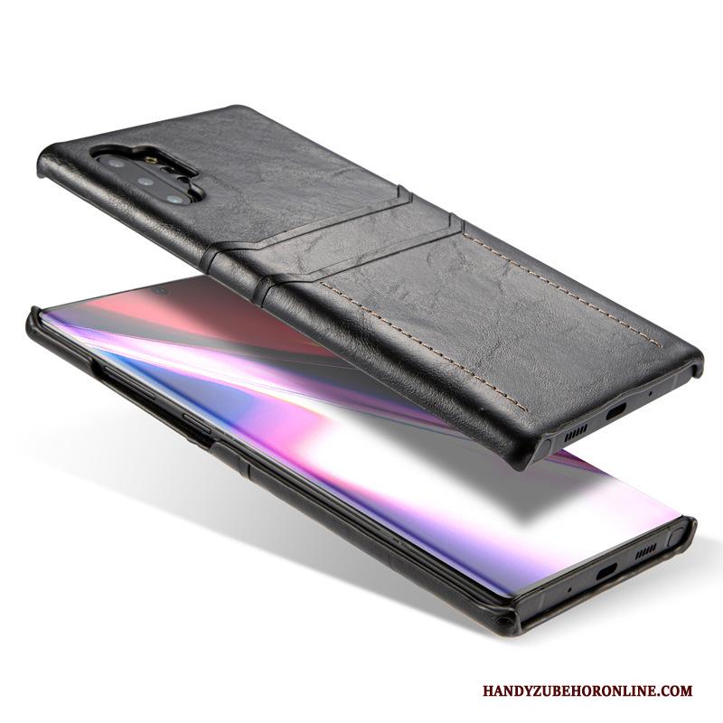 Samsung Galaxy Note 10+ Zwart Leren Etui Hoesje Telefoon Ster Bescherming