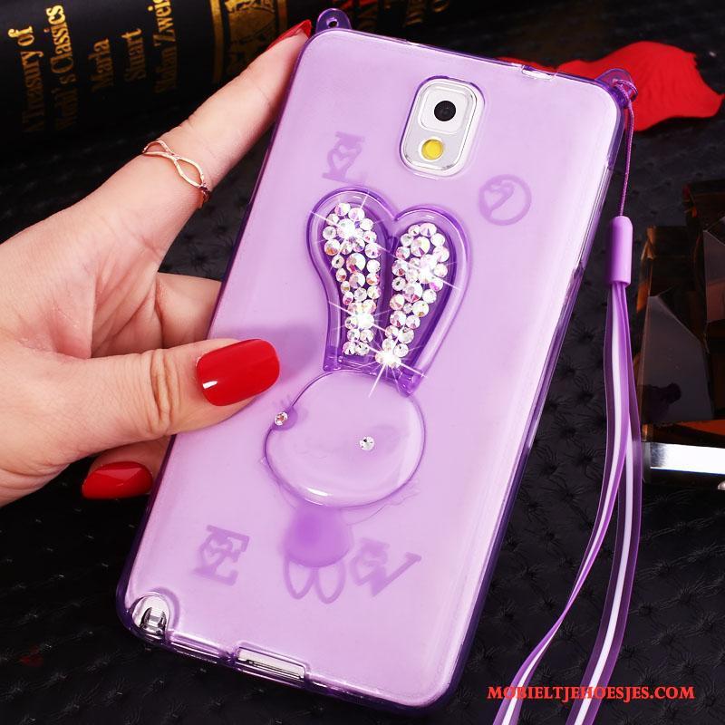 Samsung Galaxy Note 3 Bescherming Met Strass Hoesje Telefoon Siliconen Nieuw Purper Hanger