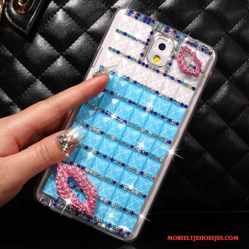 Samsung Galaxy Note 3 Hoes Hoesje Telefoon Ster Bescherming Met Strass Blauw