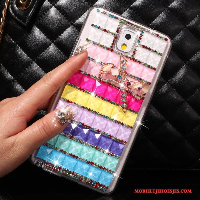 Samsung Galaxy Note 3 Hoes Hoesje Telefoon Ster Bescherming Met Strass Blauw