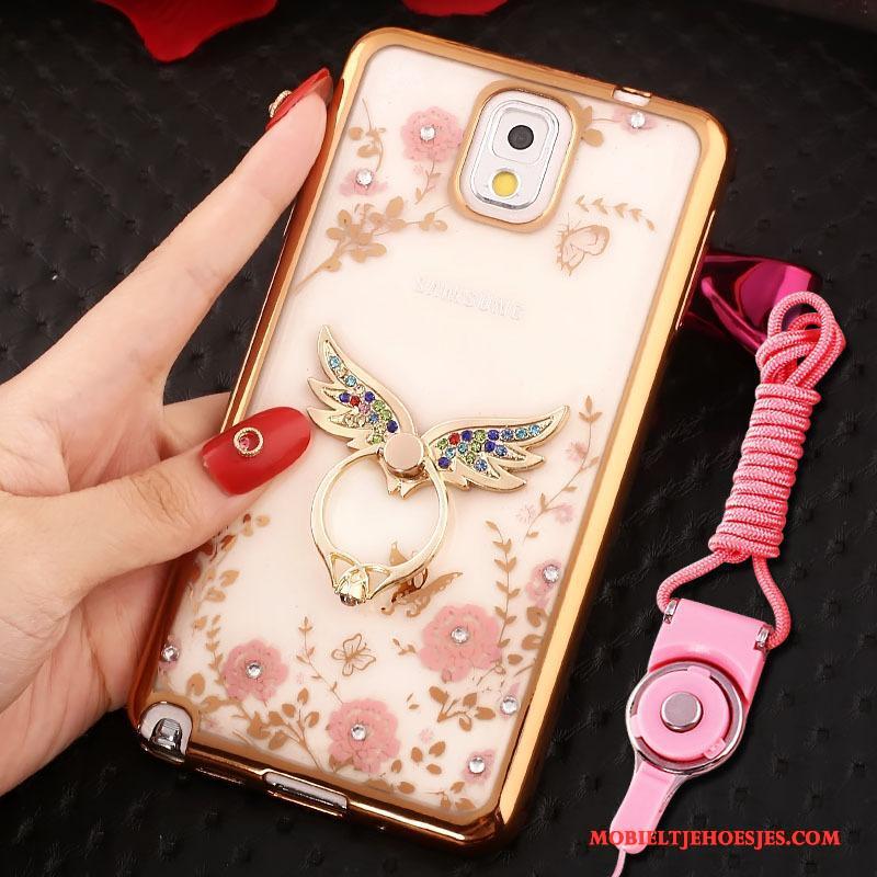 Samsung Galaxy Note 3 Hoes Ring Hoesje Telefoon Rose Goud Bescherming Ster