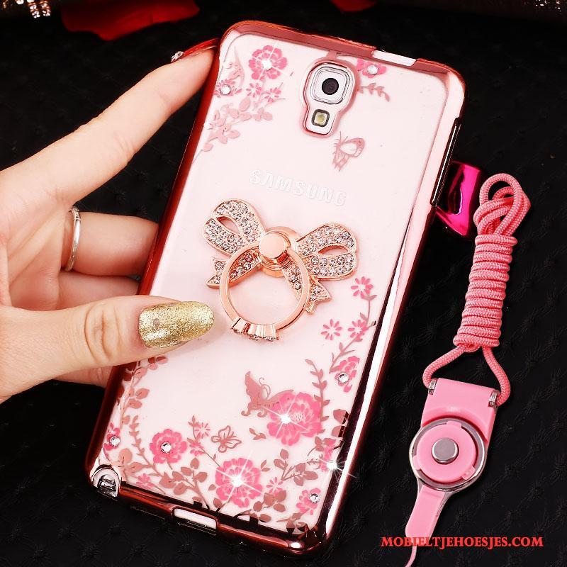 Samsung Galaxy Note 3 Hoesje Hoes Ring Siliconen Hanger Rose Goud Ster Bescherming