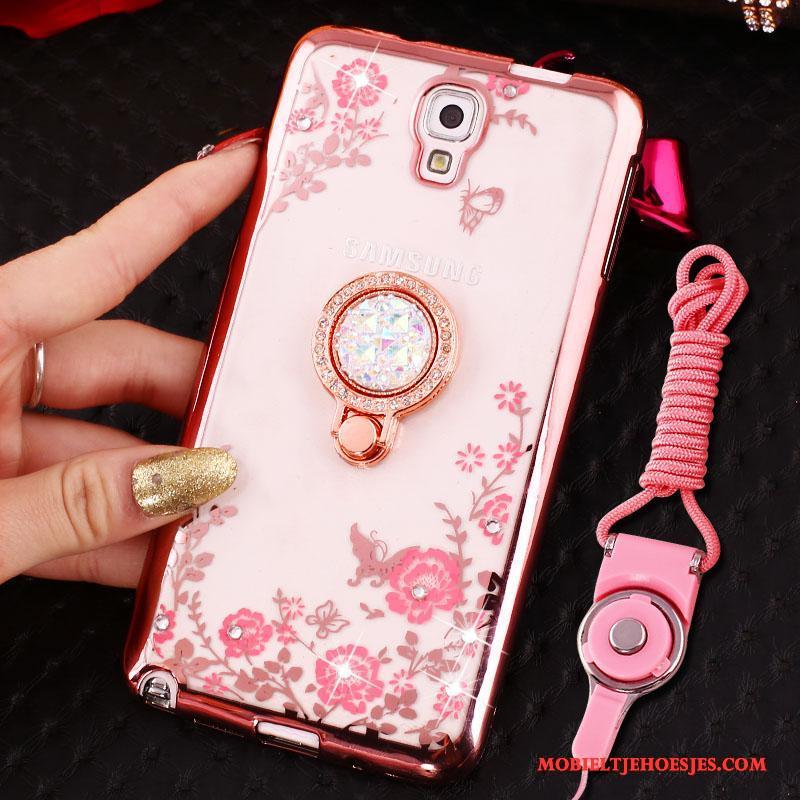 Samsung Galaxy Note 3 Hoesje Hoes Ring Siliconen Hanger Rose Goud Ster Bescherming