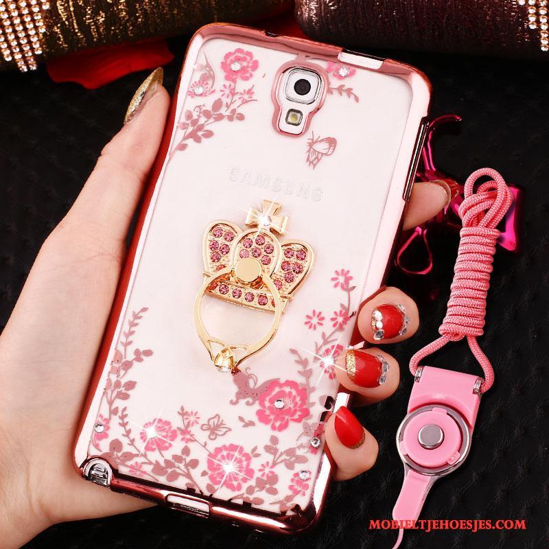 Samsung Galaxy Note 3 Hoesje Hoes Ring Siliconen Hanger Rose Goud Ster Bescherming