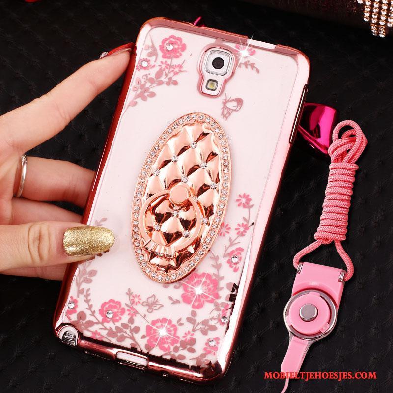 Samsung Galaxy Note 3 Hoesje Hoes Ring Siliconen Hanger Rose Goud Ster Bescherming