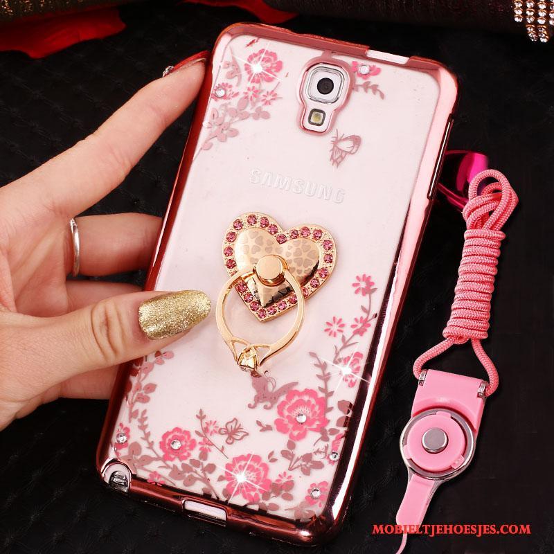 Samsung Galaxy Note 3 Hoesje Hoes Ring Siliconen Hanger Rose Goud Ster Bescherming