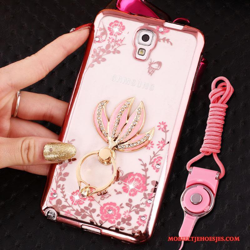 Samsung Galaxy Note 3 Hoesje Hoes Ring Siliconen Hanger Rose Goud Ster Bescherming