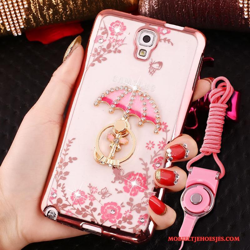 Samsung Galaxy Note 3 Hoesje Hoes Ring Siliconen Hanger Rose Goud Ster Bescherming