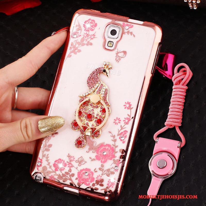 Samsung Galaxy Note 3 Hoesje Hoes Ring Siliconen Hanger Rose Goud Ster Bescherming