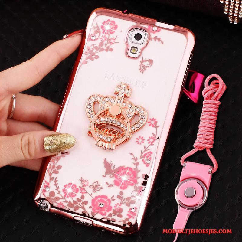 Samsung Galaxy Note 3 Hoesje Hoes Ring Siliconen Hanger Rose Goud Ster Bescherming