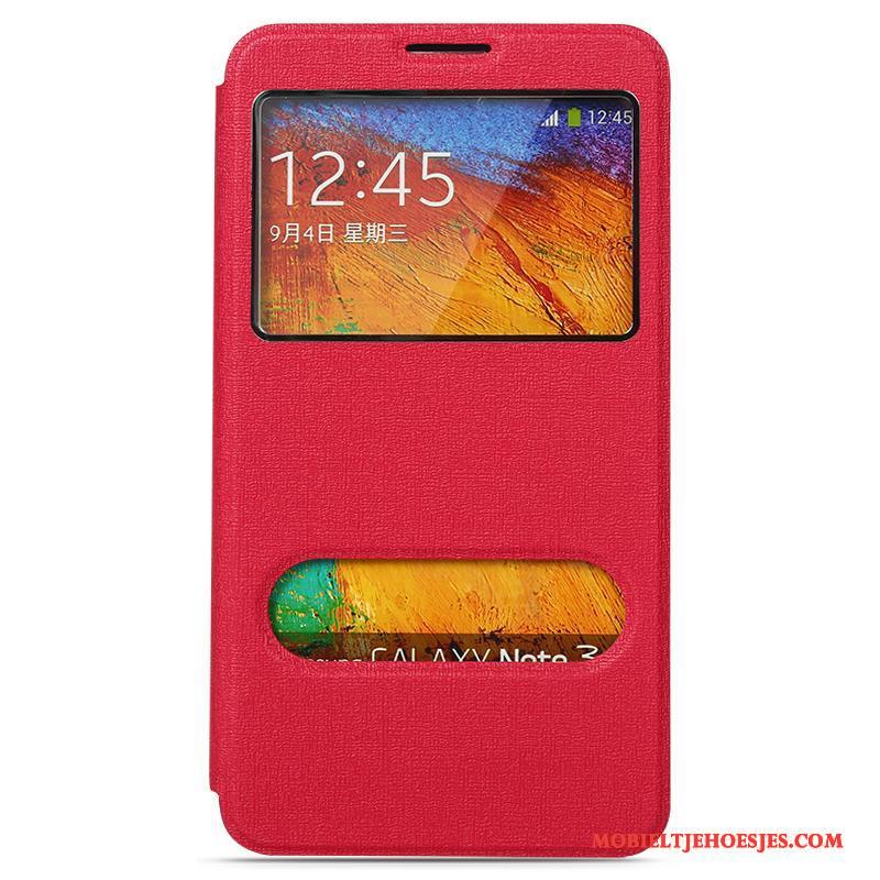 Samsung Galaxy Note 3 Hoesje Leren Etui Anti-fall Eenvoudige Achterklep Hoes Roze Folio