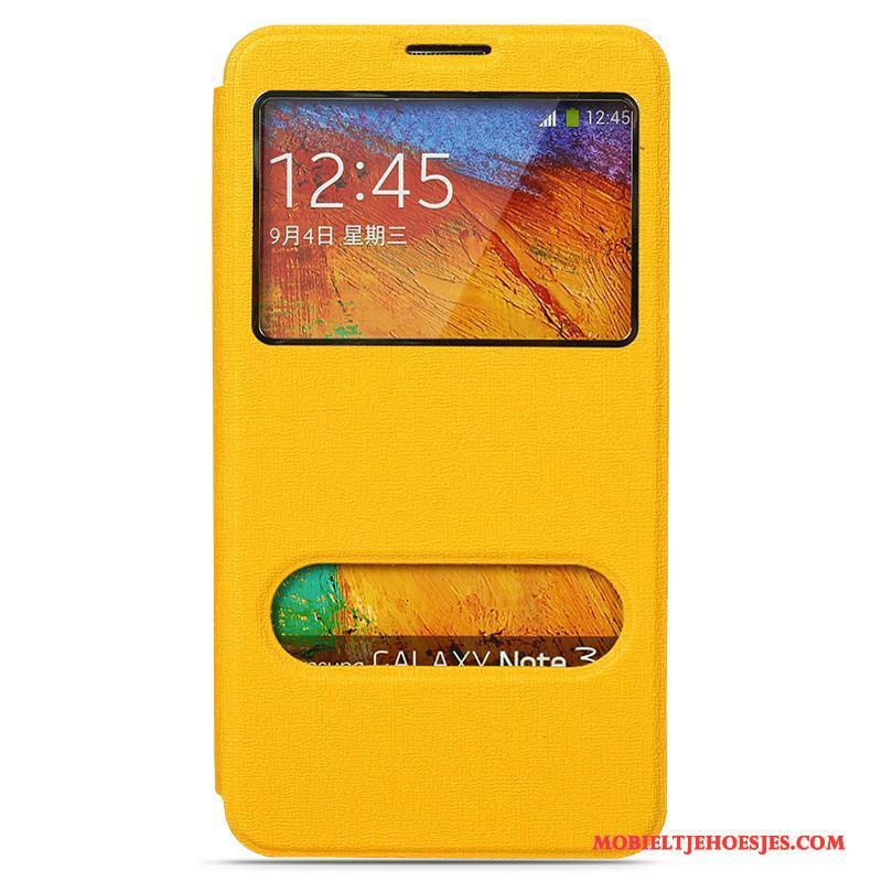 Samsung Galaxy Note 3 Hoesje Leren Etui Anti-fall Eenvoudige Achterklep Hoes Roze Folio