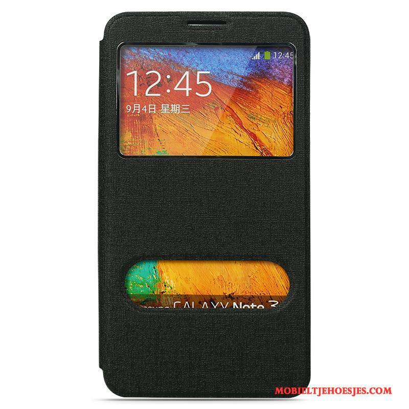 Samsung Galaxy Note 3 Hoesje Leren Etui Anti-fall Eenvoudige Achterklep Hoes Roze Folio