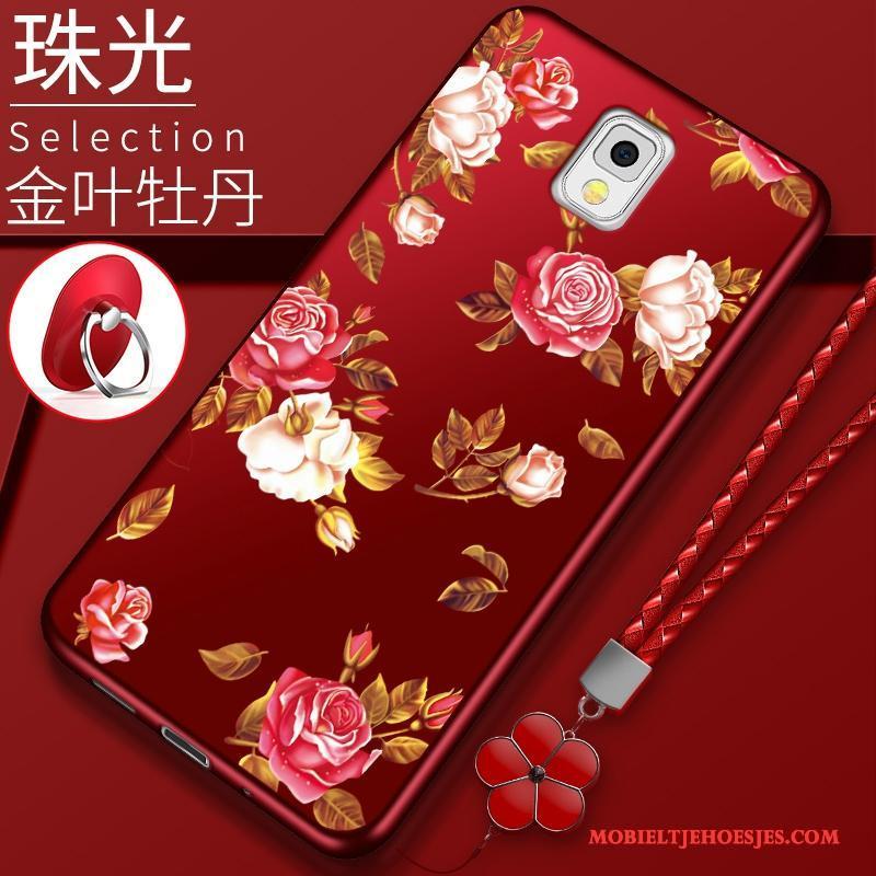 Samsung Galaxy Note 3 Hoesje Rood Hoes Nieuw Siliconen Ster Bloemen Scheppend