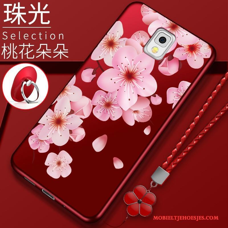 Samsung Galaxy Note 3 Hoesje Rood Hoes Nieuw Siliconen Ster Bloemen Scheppend