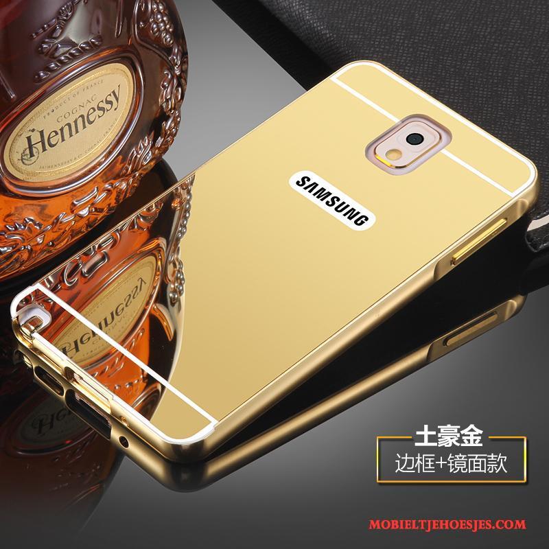 Samsung Galaxy Note 3 Hoesje Ster Metaal Hoes Skärmskydd Bescherming Goud Zilver