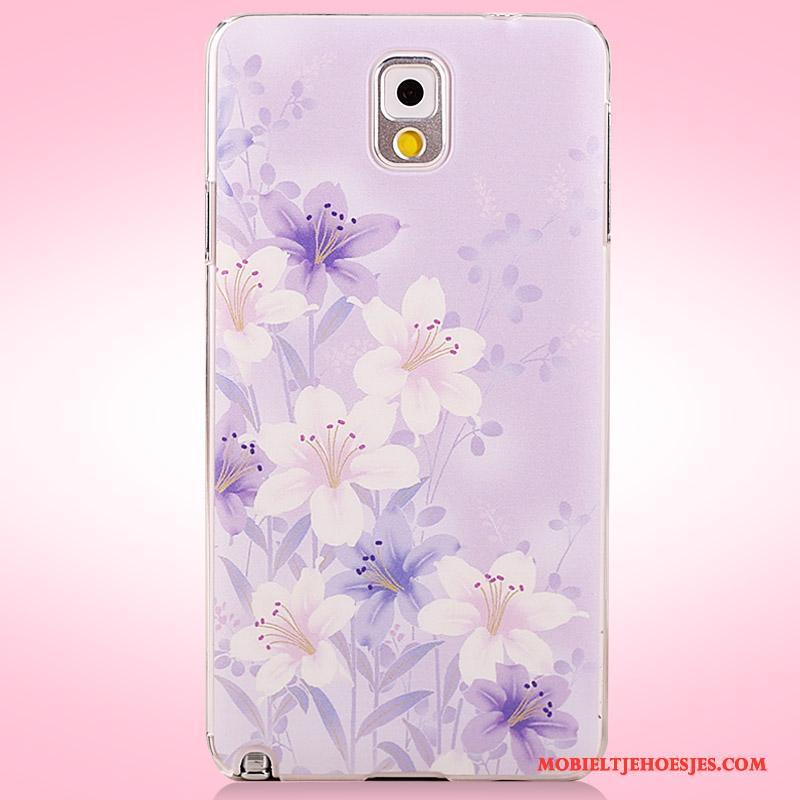 Samsung Galaxy Note 3 Hoesje Telefoon Geschilderd Purper Bloemen Ster Bescherming Anti-fall