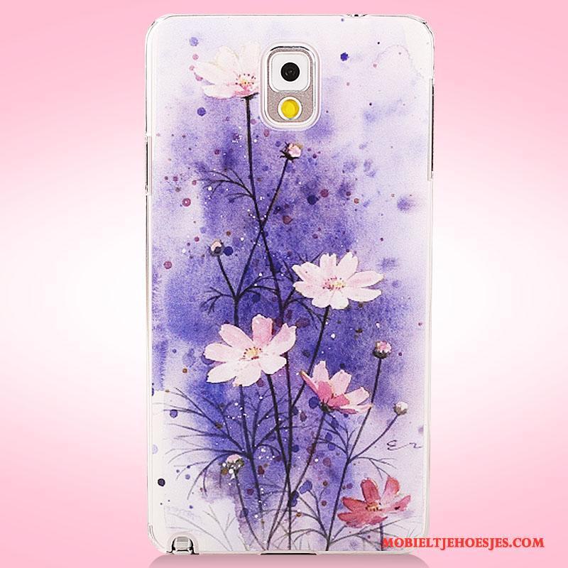 Samsung Galaxy Note 3 Hoesje Telefoon Geschilderd Purper Bloemen Ster Bescherming Anti-fall