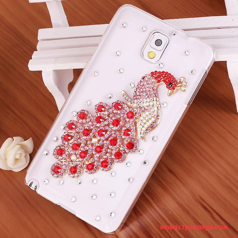 Samsung Galaxy Note 3 Rood Hoesje Met Strass Ster Bescherming Telefoon