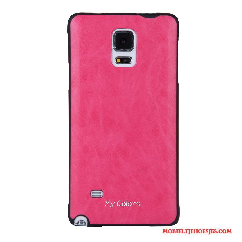 Samsung Galaxy Note 4 Bescherming Hoes Hoesje Telefoon Bedrijf Zacht Kunstleer Zwart