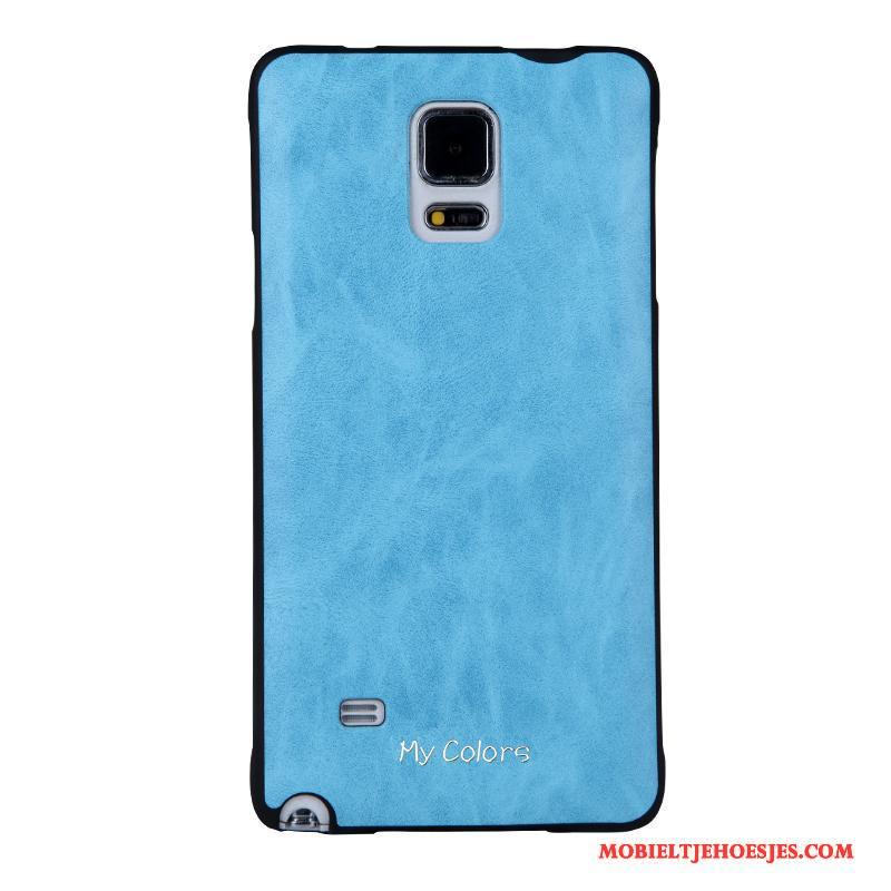 Samsung Galaxy Note 4 Bescherming Hoes Hoesje Telefoon Bedrijf Zacht Kunstleer Zwart