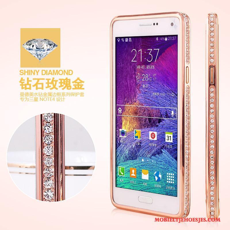 Samsung Galaxy Note 4 Bescherming Hoes Ster Goud Hoesje Telefoon Omlijsting Trend