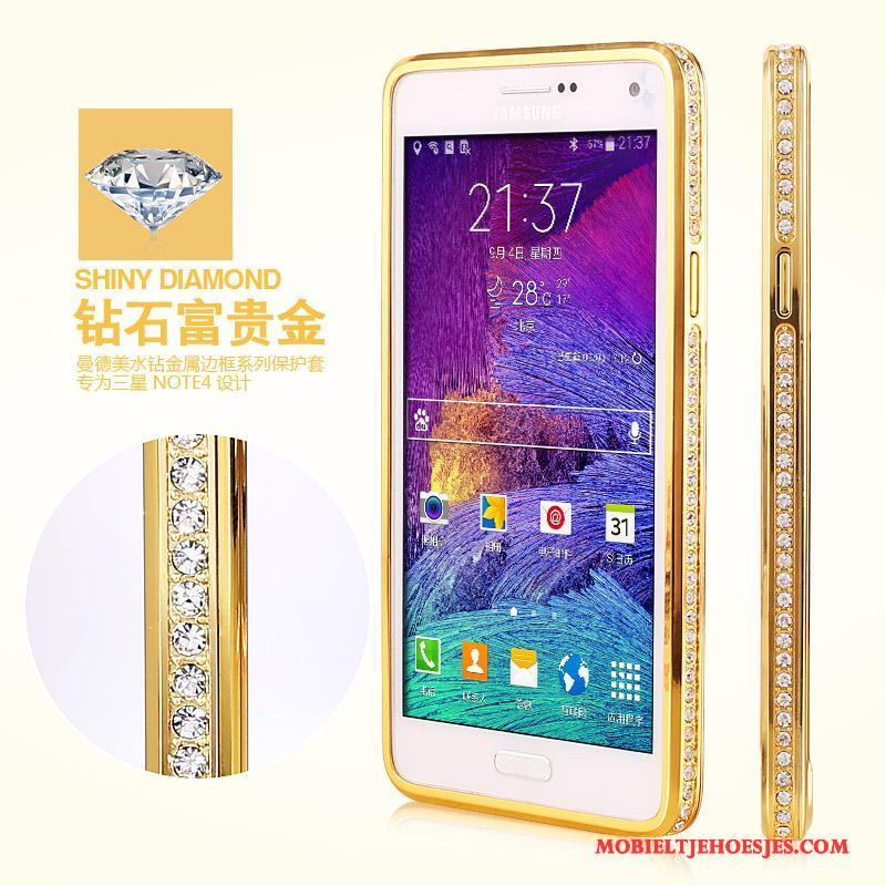 Samsung Galaxy Note 4 Bescherming Hoes Ster Goud Hoesje Telefoon Omlijsting Trend