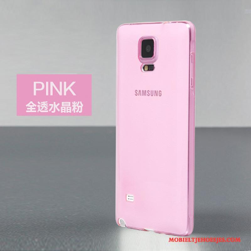 Samsung Galaxy Note 4 Doorzichtig Siliconen Bescherming Anti-fall Roze Hoesje Telefoon Zacht