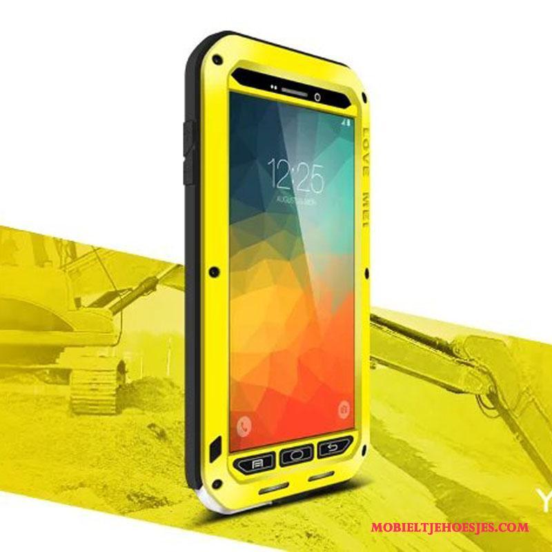 Samsung Galaxy Note 4 Hoes Metaal Drie Verdedigingen Hoesje Telefoon Grijs Siliconen Ster