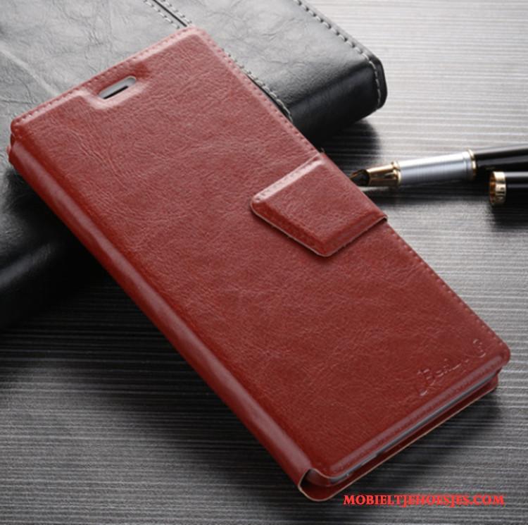 Samsung Galaxy Note 4 Hoes Ster Leren Etui Hoesje Folio Mobiele Telefoon Zwart