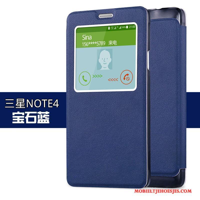 Samsung Galaxy Note 4 Hoesje Folio Trend Bescherming Ster Leren Etui Dun