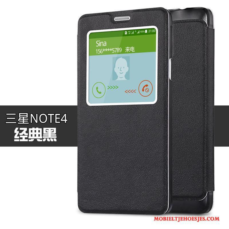 Samsung Galaxy Note 4 Hoesje Folio Trend Bescherming Ster Leren Etui Dun