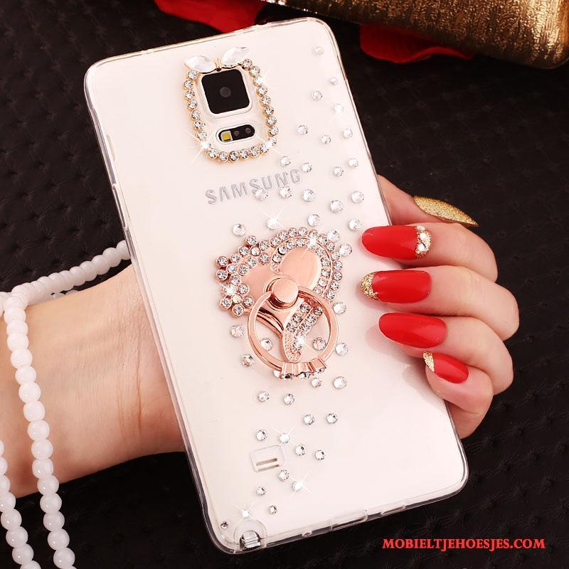 Samsung Galaxy Note 4 Hoesje Kristal Doorzichtig Siliconen Zacht Goud Ring Ster