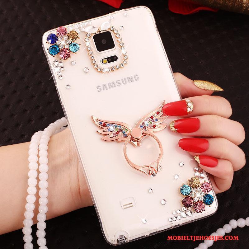 Samsung Galaxy Note 4 Hoesje Kristal Doorzichtig Siliconen Zacht Goud Ring Ster