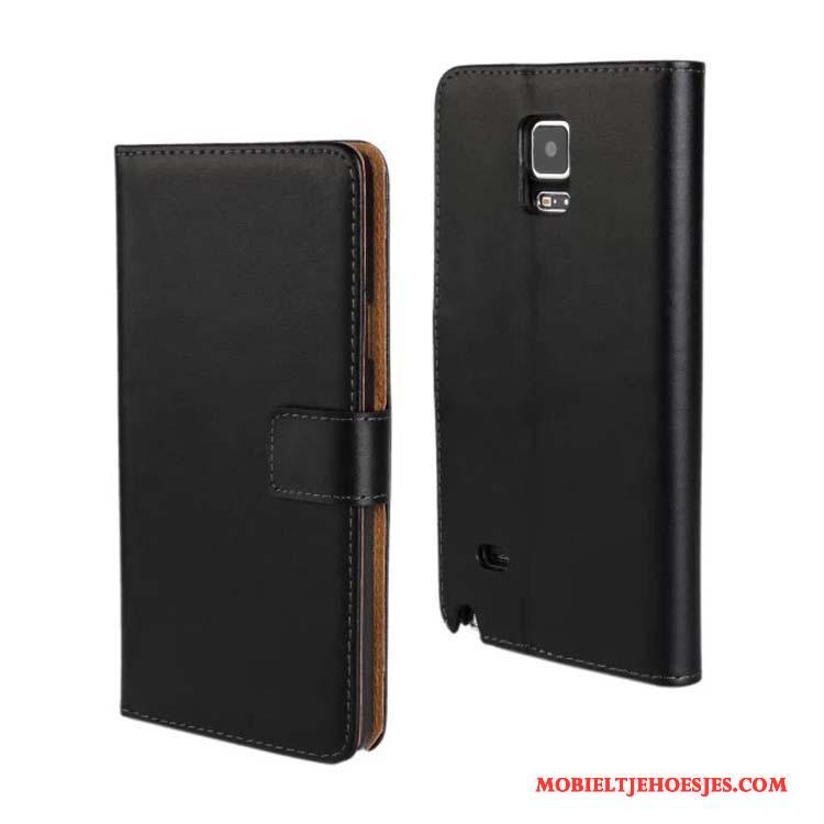 Samsung Galaxy Note 4 Hoesje Leren Etui Geel Ster Bescherming Mobiele Telefoon Echt Leer Hoes